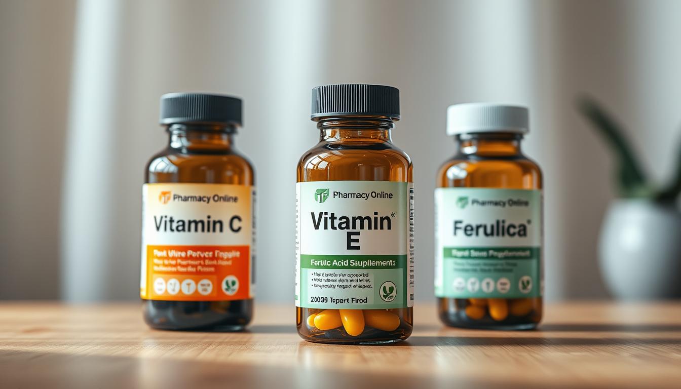 Vitamin C combination with Vitamin E and ferulic acid